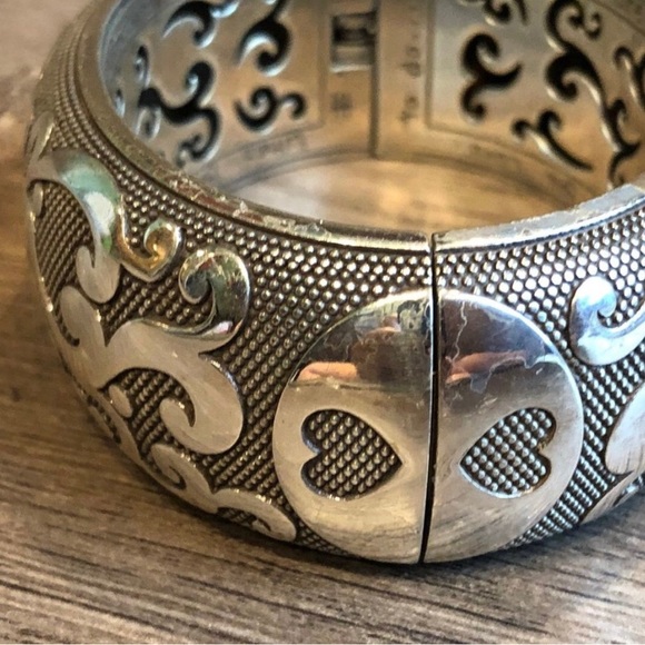 Brighton ANDALUZ Silver Scroll Wide Hinged Bangle - Picture 4 of 8